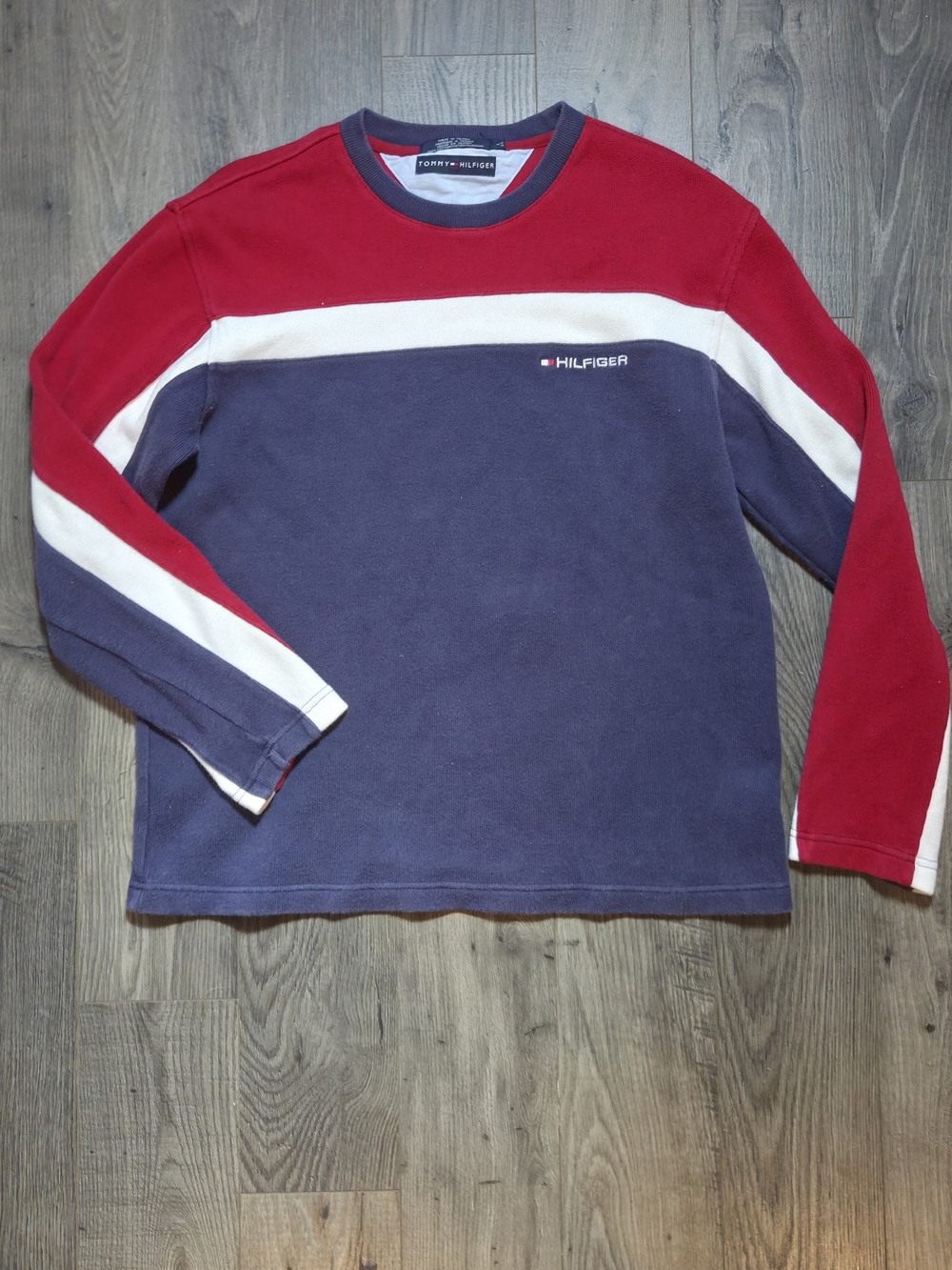 Tommy Hilfiger Men's Colorblock Crewneck Sweater - Navy, Red & White